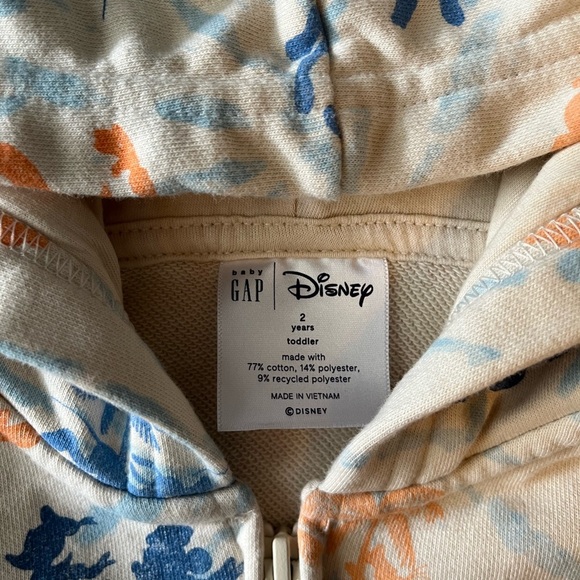GAP x Disney hoodie, full zip. Donald Duck & Mickey Mouse print. Sz 2T. Unisex - Picture 3 of 4
